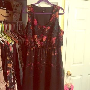 Black Floral High Low Dress